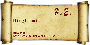 Hingl Emil névjegykártya
